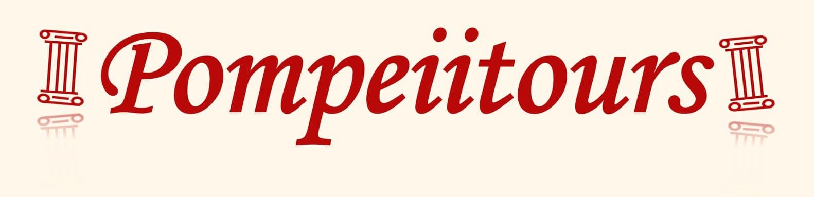 logo pompeiitours tussen twee scheve rode zuilen